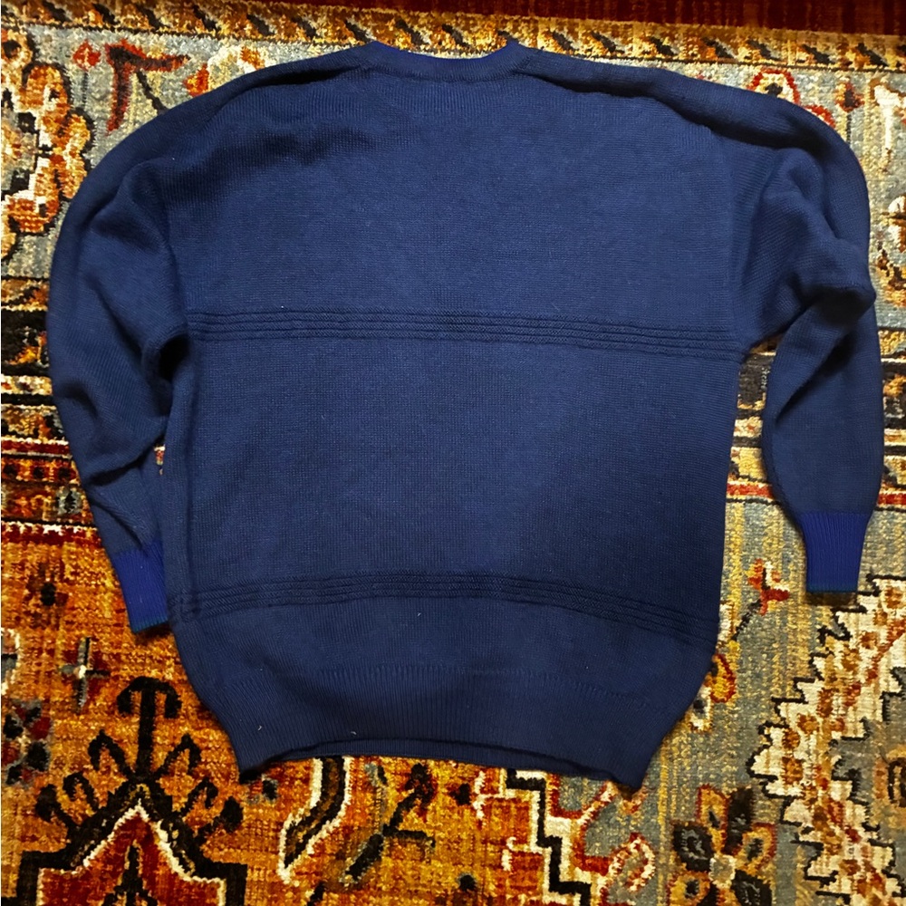 Vtg Pat Rava Belgian Knit Fencing Motif Academia Wool Blend Henley Sweater View 6